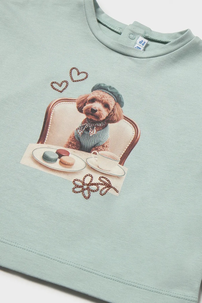 Dievča Mayoral tričko s dlhým rukávom detské s bavlnou 2088.4E.Baby.9BY2 tyrkysová