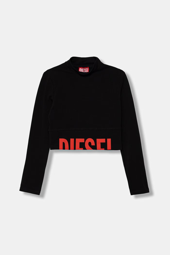 Diesel блуза с дълги ръкави за деца от памук с еластан TCEFILS T-SHIRT черен J02935.KYA0L