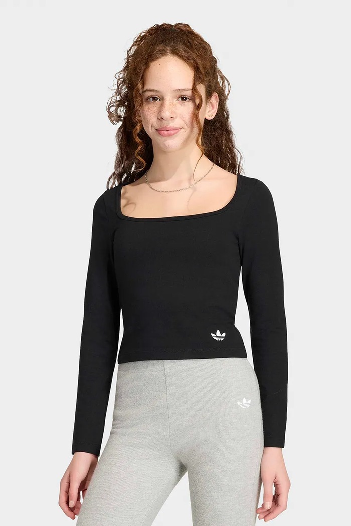 adidas Originals Longsleeve dziecięcy bawełniany z elastanem czarny KR0893