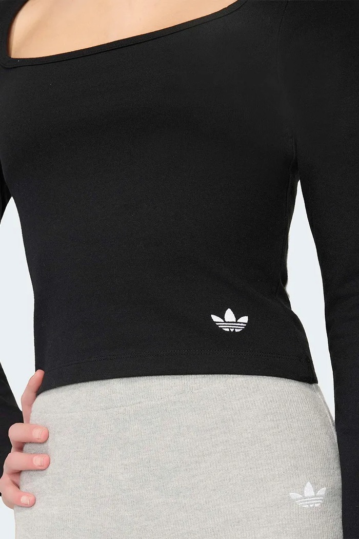 Longsleeve dziecięcy bawełniany z elastanem adidas Originals KR0893 czarny