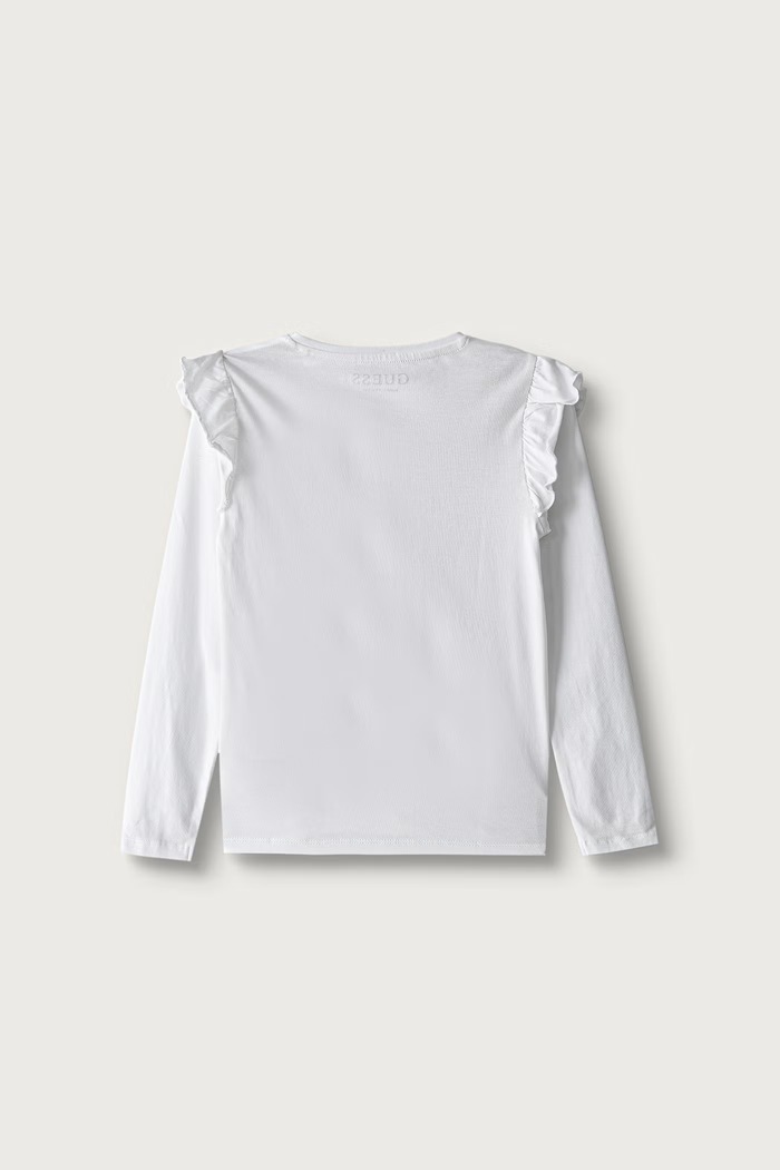 Guess tričko s dlouhým rukávem dětské bavlněné s elastanem K6YI25.K3738.9BY2 bílá AW26