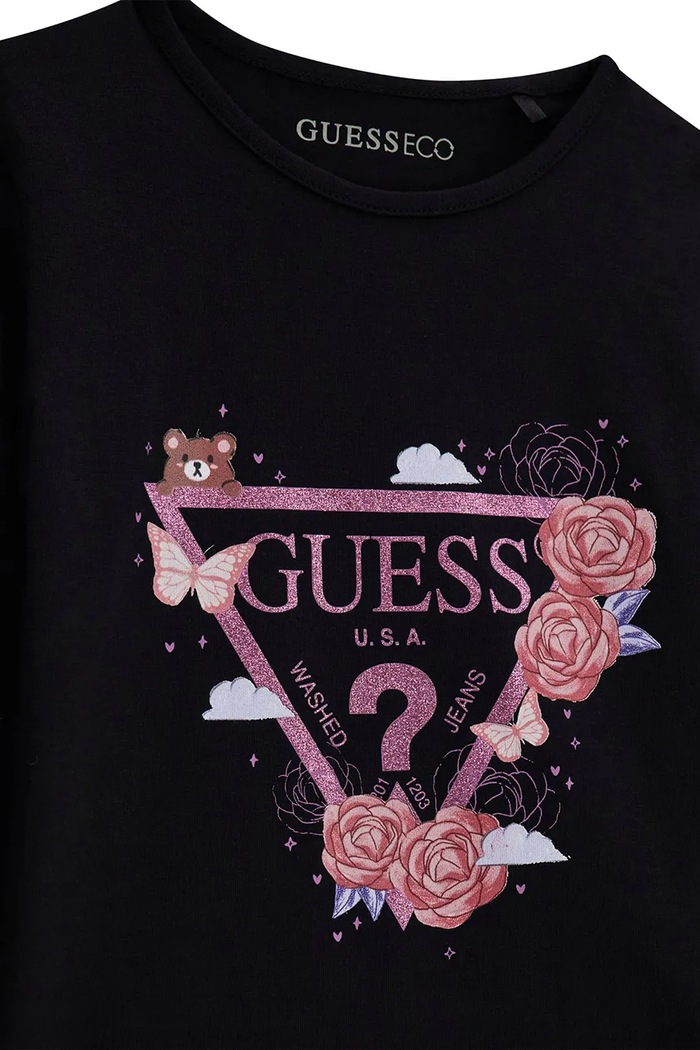 Dziewczynka Guess longsleeve dziecięcy bawełniany z elastanem K6YI24.K3732.9BY2 czarny