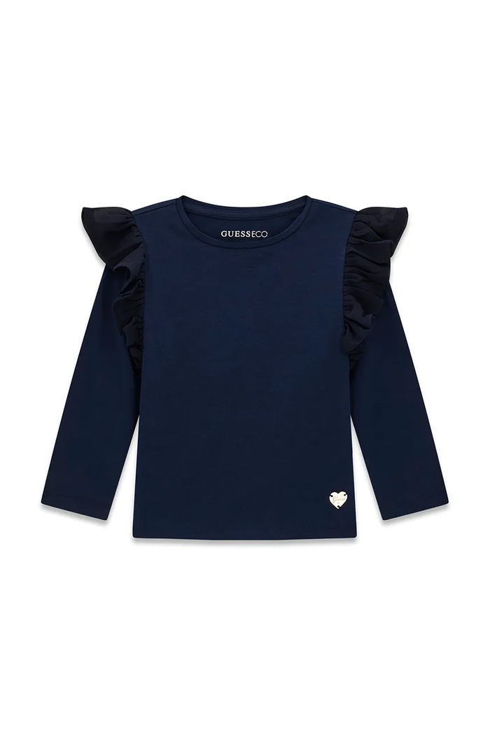 Guess longsleeve dziecięcy bawełniany z elastanem granatowy K6YI22.K3707.9BY2