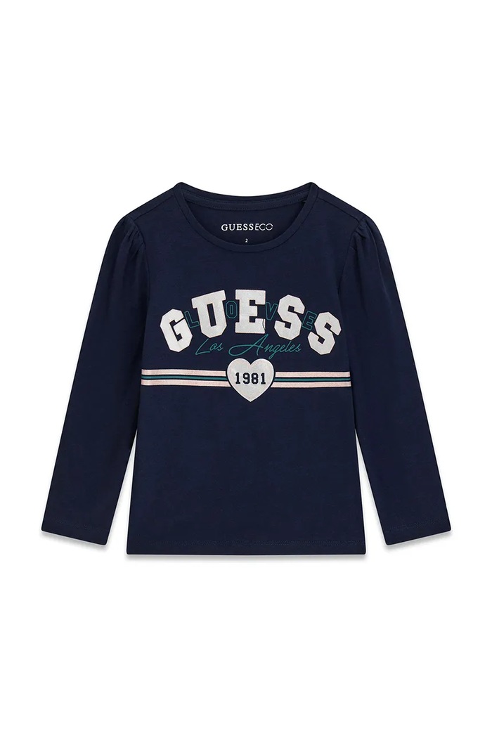 Guess longsleeve dziecięcy bawełniany z elastanem granatowy K6YI18.K3698.9BY2