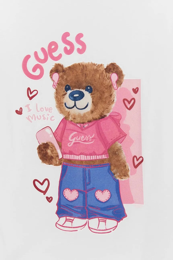 Fete Guess longsleeve pentru copii, din bumbac cu elastan K6YI11.K3676.9BY2 alb