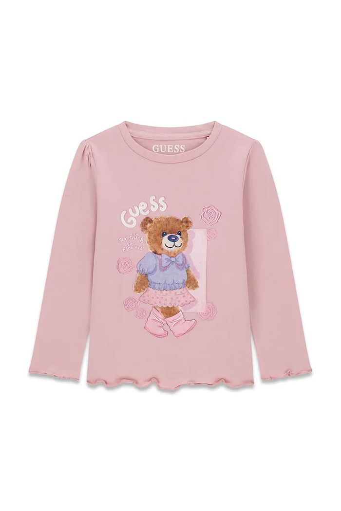 Guess блуза с дълги ръкави за деца от памук с еластан розов K6YI11.K3676.9BY2