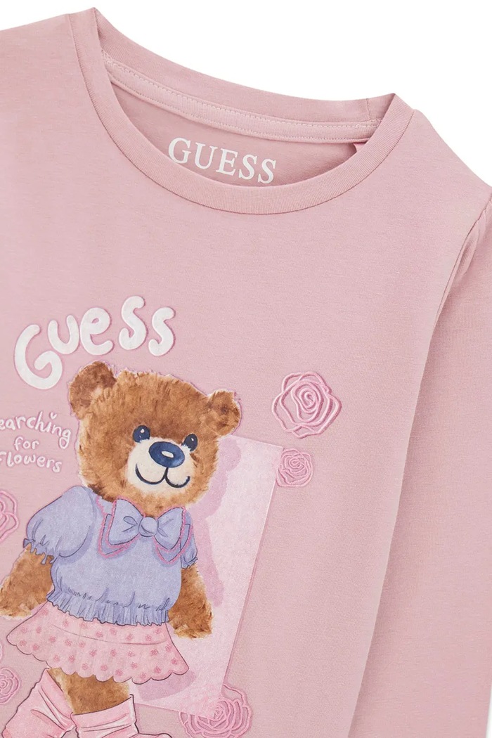 Момиче Guess блуза с дълги ръкави за деца от памук с еластан K6YI11.K3676.9BY2 розов