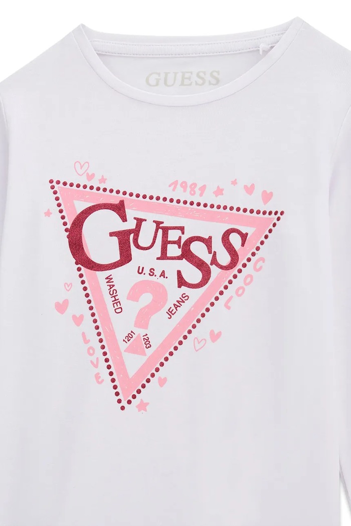 Dziewczynka Guess longsleeve dziecięcy bawełniany z elastanem K6YI02.K3663.9BY2 biały