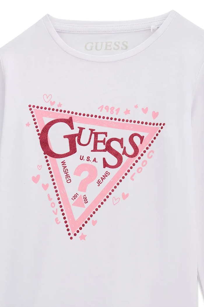 Dziewczynka Guess longsleeve dziecięcy bawełniany z elastanem K6YI02.K3663.9BY2 biały