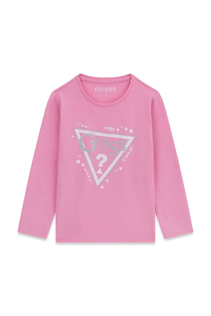 Guess longsleeve dziecięcy bawełniany z elastanem różowy K6YI02.K3663.9BY2