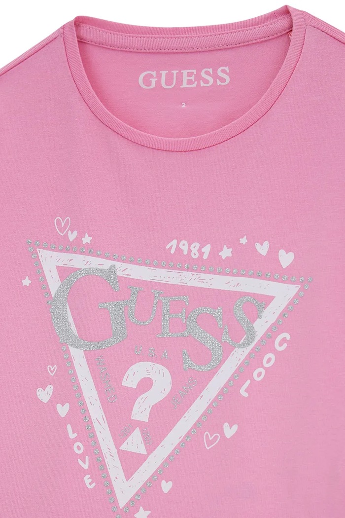 Dziewczynka Guess longsleeve dziecięcy bawełniany z elastanem K6YI02.K3663.9BY2 różowy