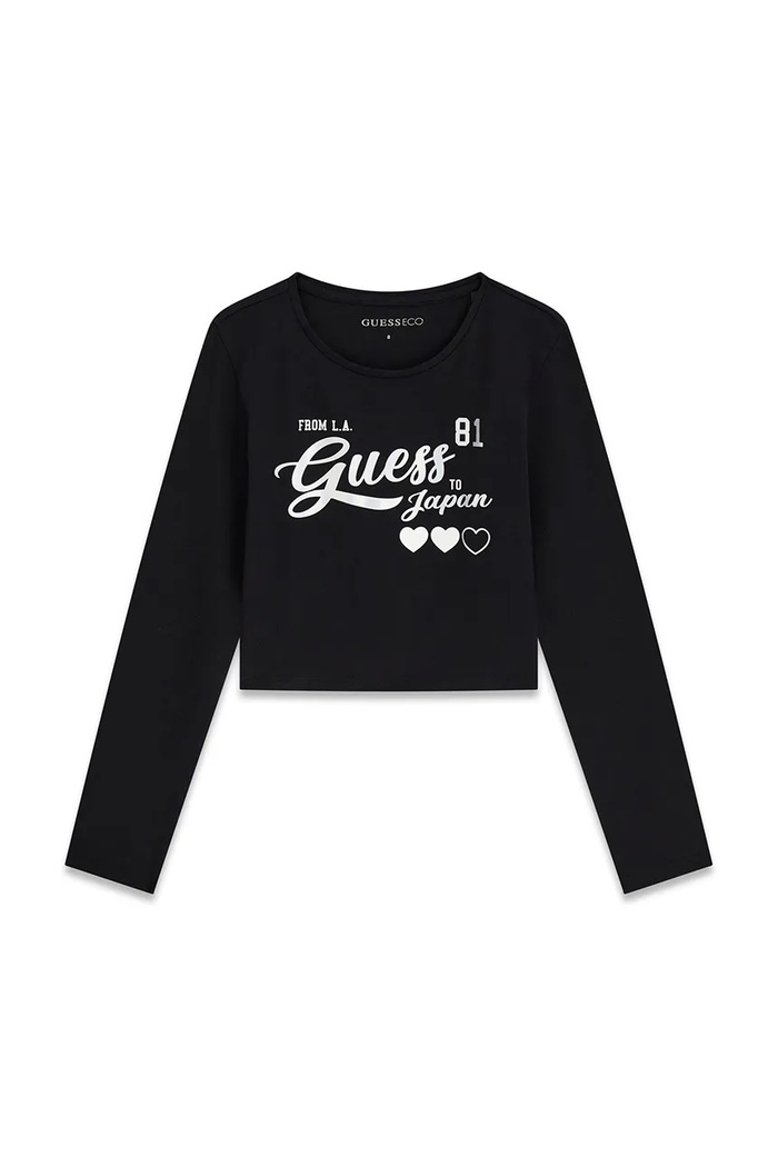 Guess longsleeve dziecięcy z bawełną czarny J6YI35.K3774.9BY2