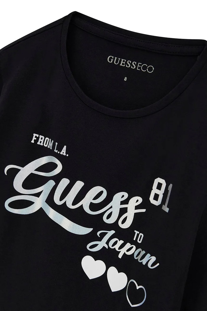 Dziewczynka Guess longsleeve dziecięcy z bawełną J6YI35.K3774.9BY2 czarny