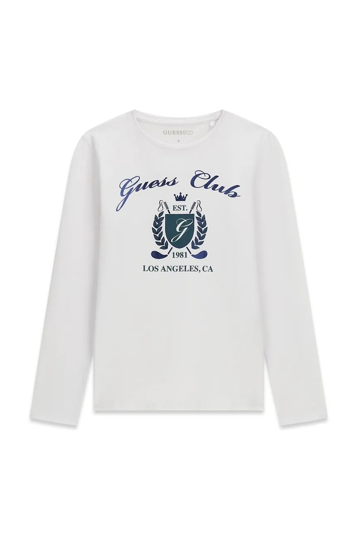 Guess longsleeve dziecięcy bawełniany z elastanem biały J6YI21.K3747.9BY2