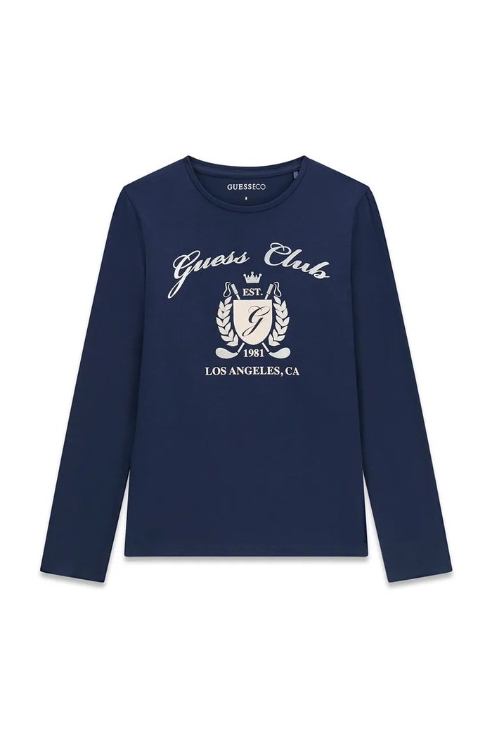 Guess longsleeve dziecięcy bawełniany z elastanem granatowy J6YI21.K3747.9BY2