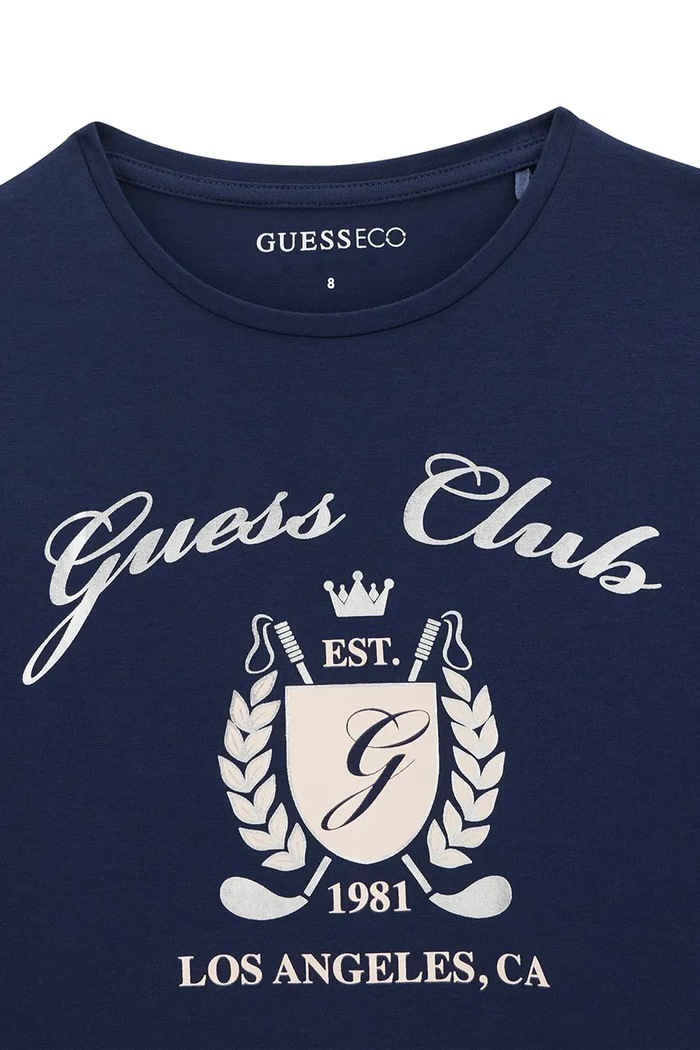Dziewczynka Guess longsleeve dziecięcy bawełniany z elastanem J6YI21.K3747.9BY2 granatowy