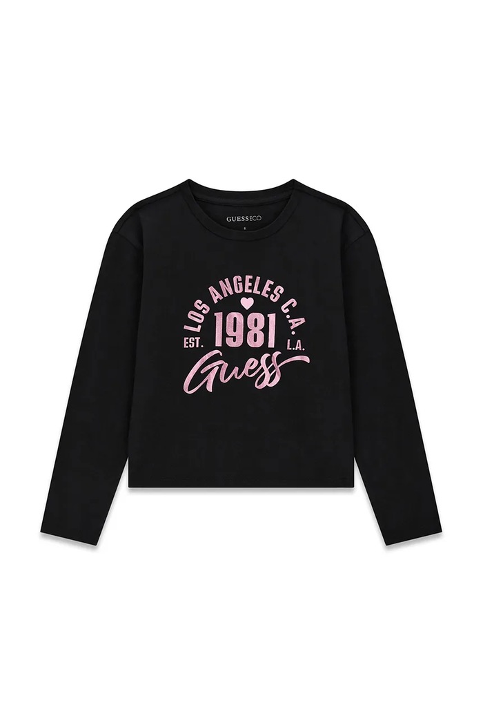 Guess longsleeve dziecięcy bawełniany z elastanem czarny J6YI04.K3671.9BY2