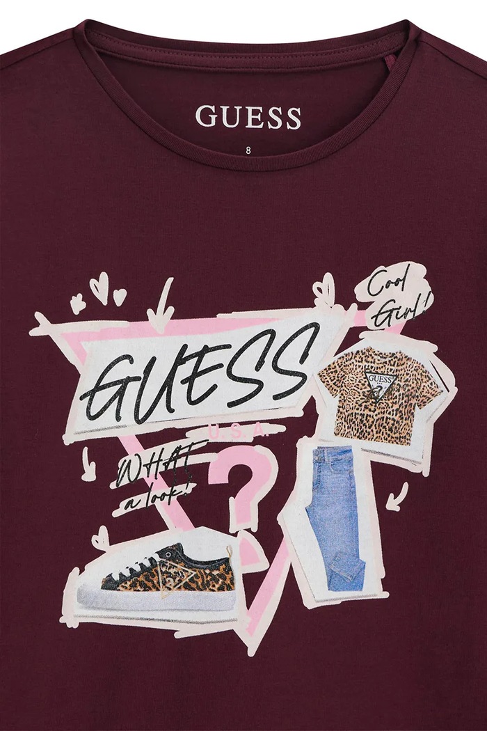 Dziewczynka Guess longsleeve dziecięcy bawełniany z elastanem J6YI01.K3664.9BY2 bordowy