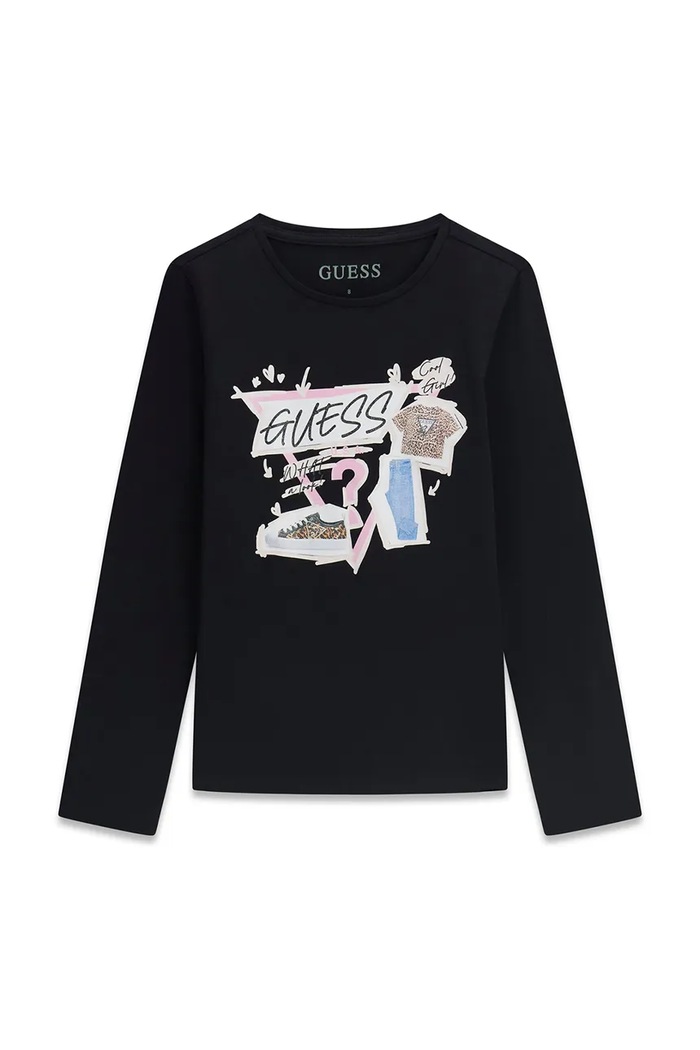 Guess longsleeve dziecięcy bawełniany z elastanem czarny J6YI01.K3664.9BY2