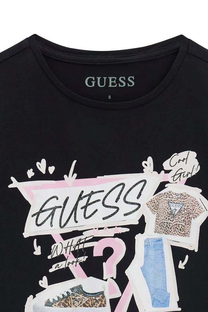 Dziewczynka Guess longsleeve dziecięcy bawełniany z elastanem J6YI01.K3664.9BY2 czarny