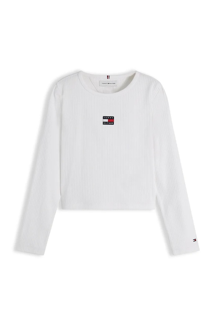 Tommy Hilfiger longsleeve dziecięcy z bawełną KG0KG09065.9BY2 biały AW26
