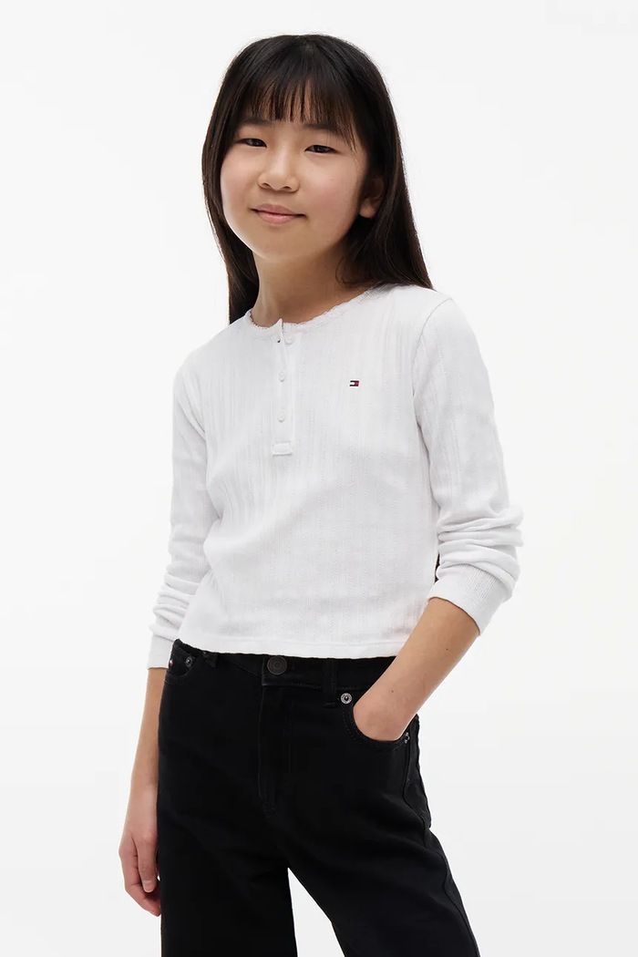 Tommy Hilfiger longsleeve dziecięcy z bawełną biały KG0KG09463.9BY2