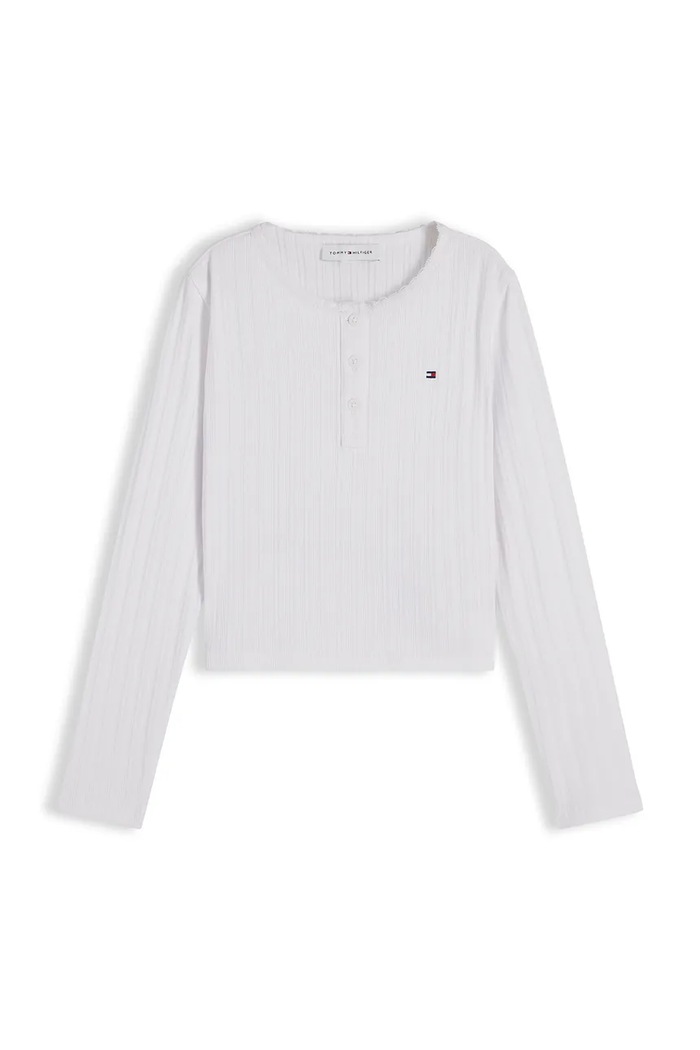 Tommy Hilfiger longsleeve dziecięcy z bawełną KG0KG09463.9BY2 biały AW26