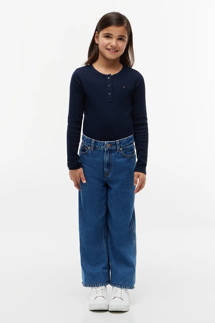 Tommy Hilfiger longsleeve dziecięcy z bawełną granatowy KG0KG09463.9BY2