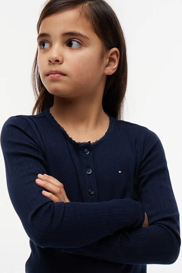 Tommy Hilfiger longsleeve dziecięcy z bawełną KG0KG09463.9BY2 granatowy