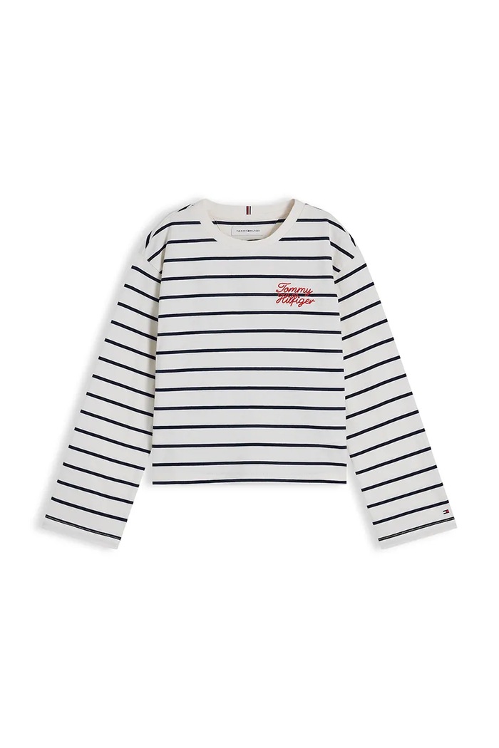 Tommy Hilfiger longsleeve dziecięcy bawełniany KG0KG09455.9BY2 biały AW26