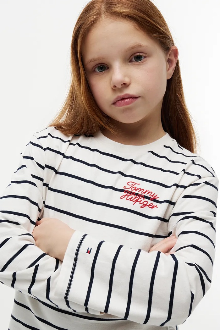 Tommy Hilfiger longsleeve dziecięcy bawełniany KG0KG09455.9BY2 biały
