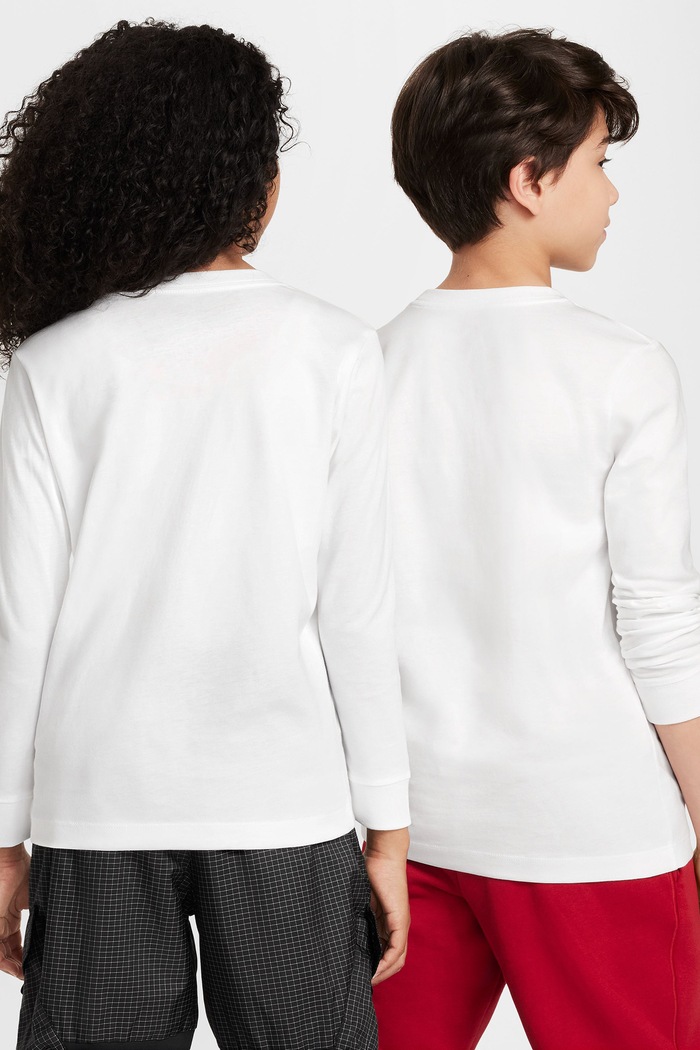 Nike Longsleeve dziecięcy bawełniany Nike Sportswear FZ4946 biały AW26