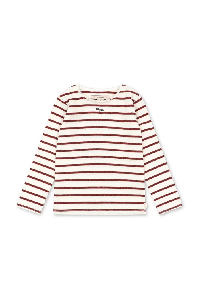 Konges Sløjd Longsleeve dziecięcy z bawełną ROLI STRIPE BLOUSE OCS beżowy KS107607.9BY2