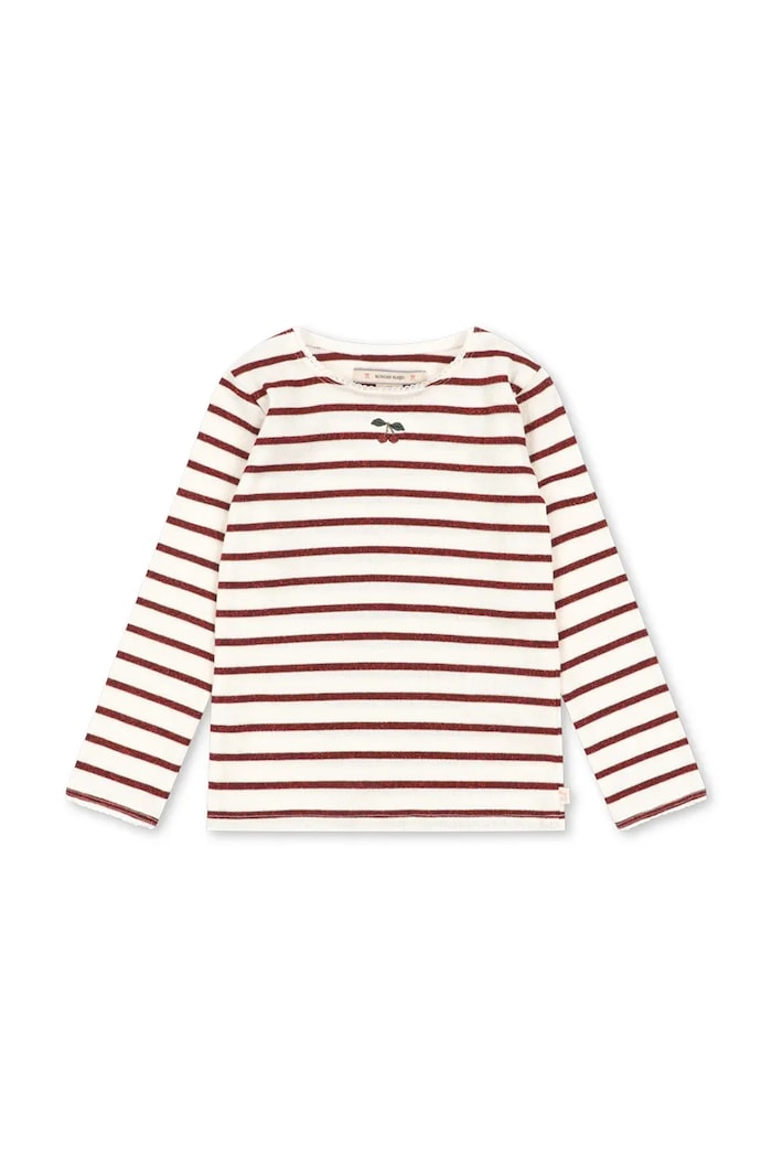 Konges Sløjd Longsleeve dziecięcy z bawełną ROLI STRIPE BLOUSE OCS beżowy KS107607.9BY2