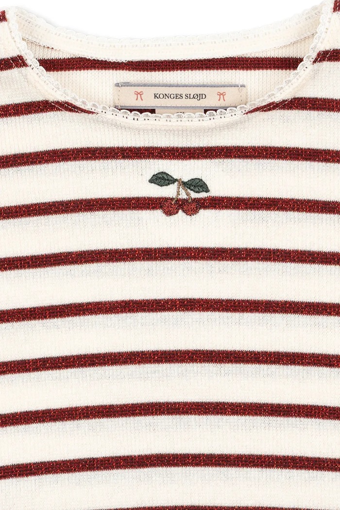 Chłopiec Konges Sløjd Longsleeve dziecięcy z bawełną ROLI STRIPE BLOUSE OCS KS107607.9BY2 beżowy