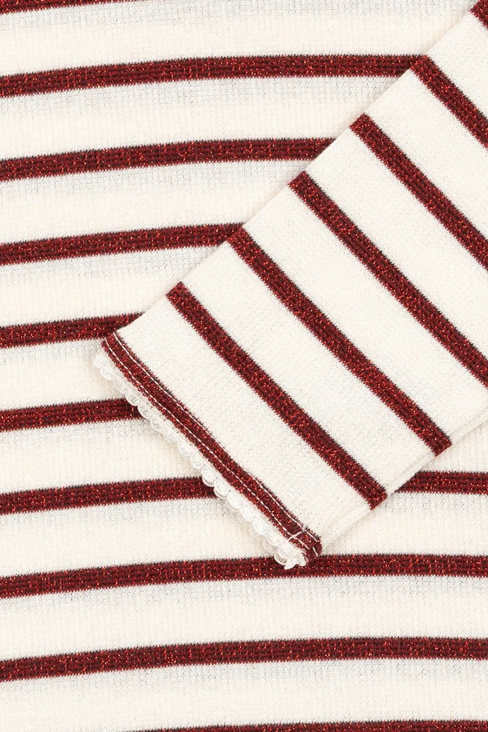 Longsleeve dziecięcy z bawełną ROLI STRIPE BLOUSE OCS Konges Sløjd KS107607.9BY2 beżowy