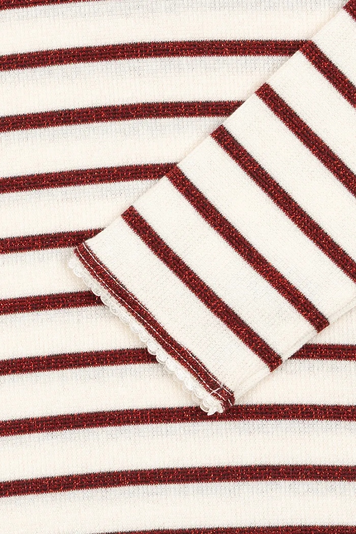 Longsleeve dziecięcy z bawełną ROLI STRIPE BLOUSE OCS Konges Sløjd KS107607.9BY2 beżowy