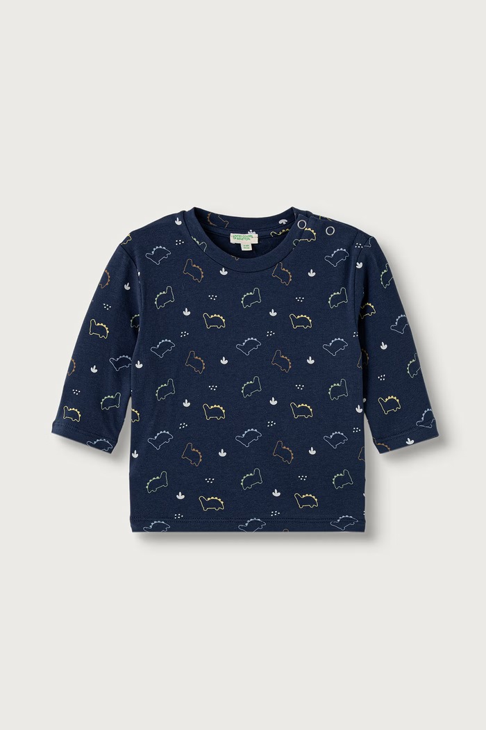 United Colors of Benetton Longsleeve niemowlęcy bawełniany z elastanem granatowy 386YA107N.W.Seasonal