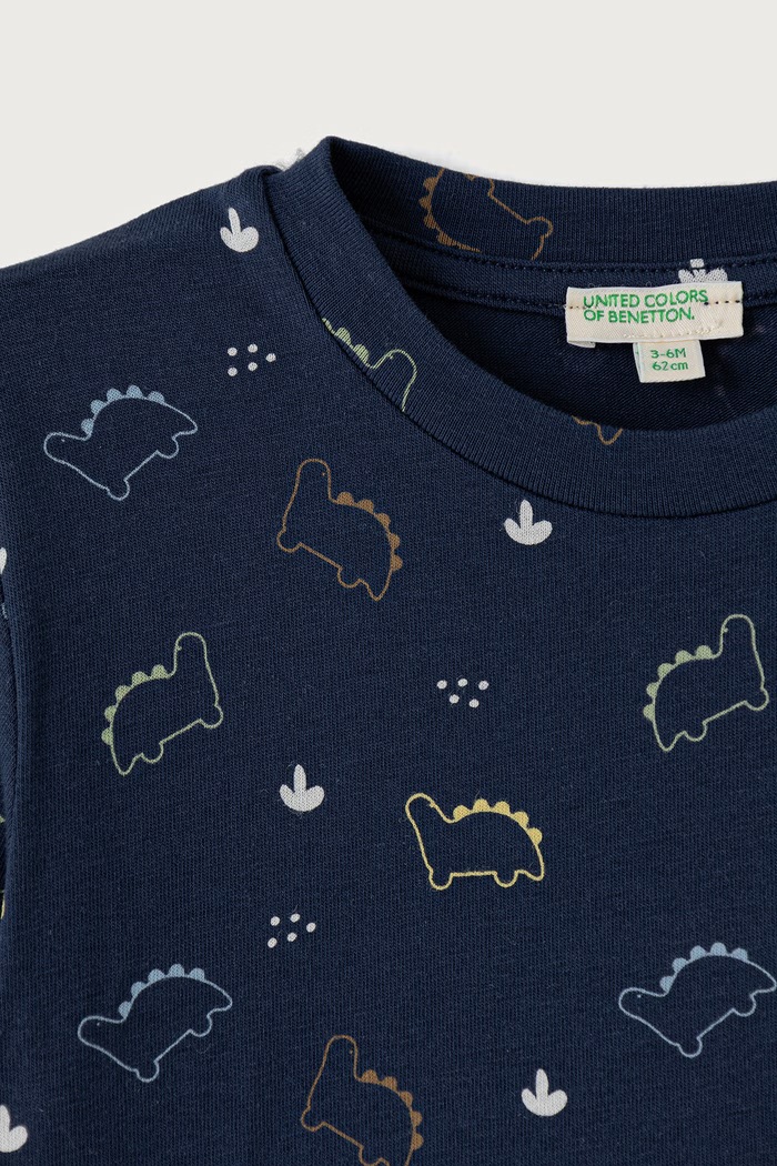 Chłopiec United Colors of Benetton Longsleeve niemowlęcy bawełniany z elastanem 386YA107N.W.Seasonal granatowy