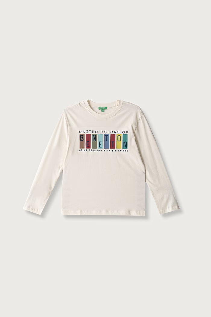 United Colors of Benetton Maglietta a maniche lunghe per bambini in cotone beige 3ATNC10UD.G.Seasonal