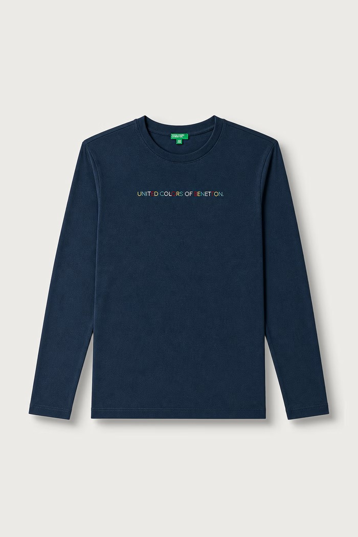 United Colors of Benetton Longsleeve dziecięcy bawełniany granatowy 3ATNC10UD.G.Seasonal