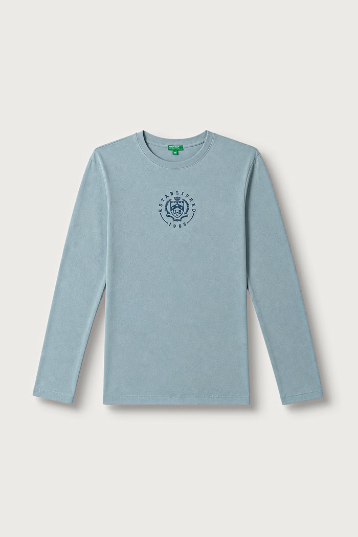 United Colors of Benetton Longsleeve dziecięcy bawełniany turkusowy 3ATNC10UD.G.Seasonal