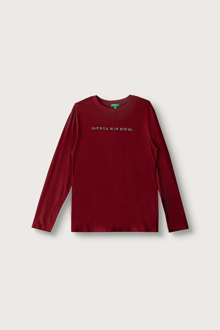 United Colors of Benetton Longsleeve dziecięcy bawełniany bordowy 3ATNC10UD.G.Seasonal