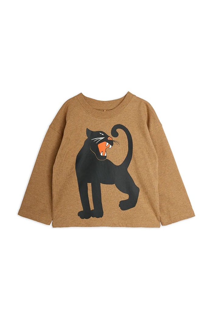 Mini Rodini T-shirt dziecięcy bawełniany Panther 26720109 brązowy AW26