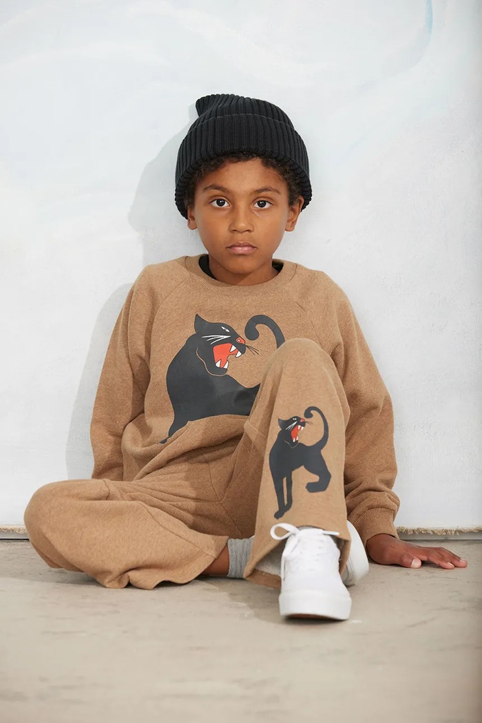 T-shirt dziecięcy bawełniany Panther Mini Rodini brązowy 26720109