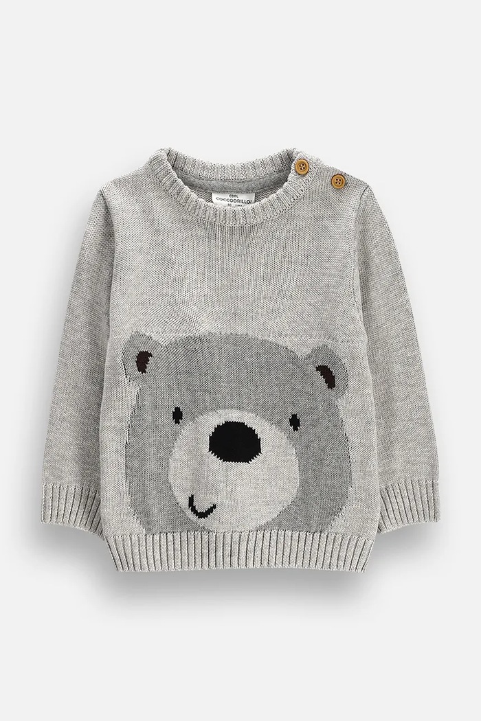 Coccodrillo Sweter dziecięcy z bawełną szary ZC6172101FBN