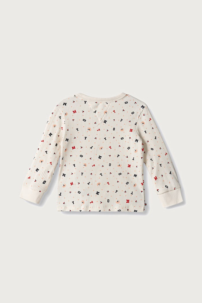 Tommy Hilfiger Longsleeve niemowlęcy bawełniany z elastanem KN0KN02333.9BY2 beżowy AW26