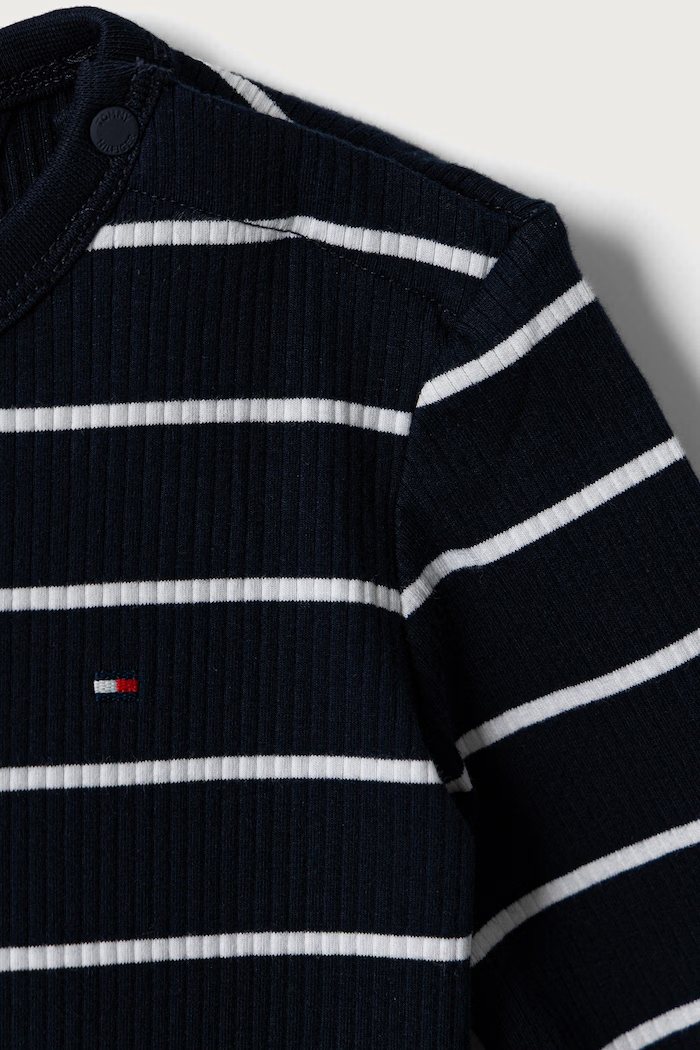 Chłopiec Tommy Hilfiger Longsleeve niemowlęcy bawełniany z elastanem KN0KN02333.9BY2 granatowy