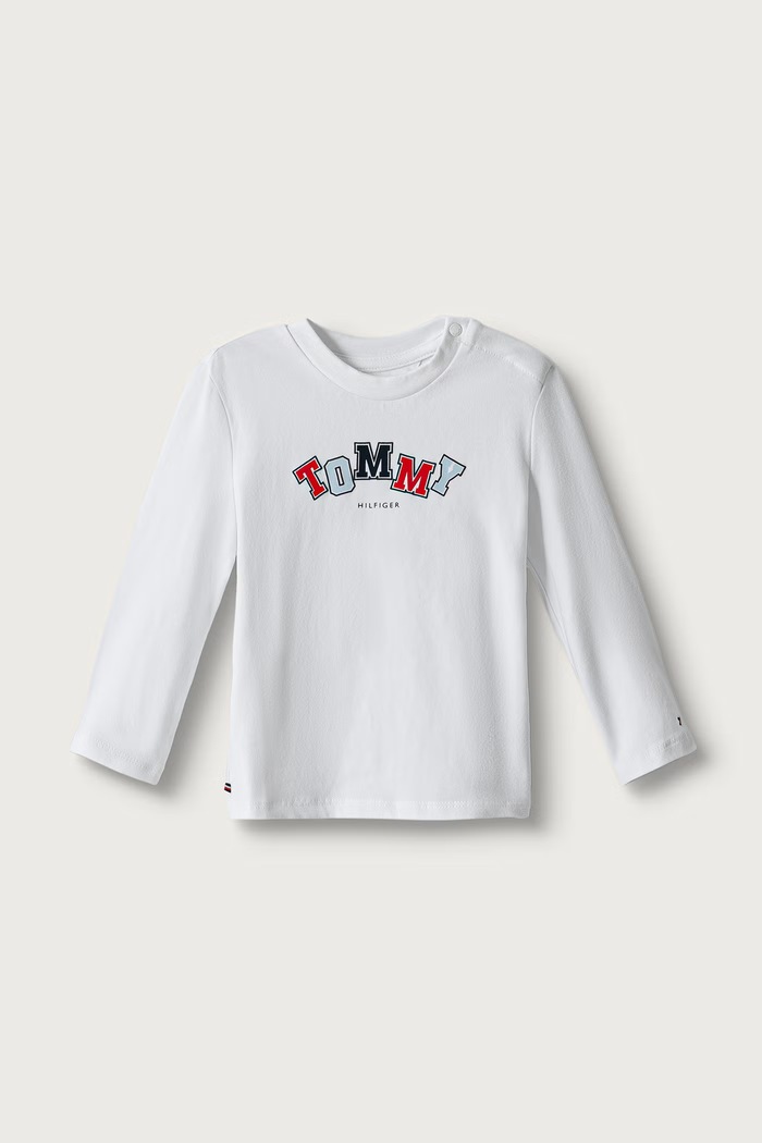 Tommy Hilfiger Longsleeve dziecięcy bawełniany z elastanem biały KN0KN02330.9BY2