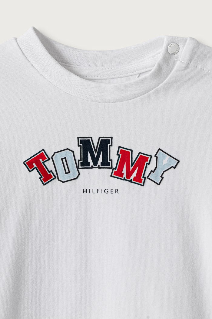 Chłopiec Tommy Hilfiger Longsleeve dziecięcy bawełniany z elastanem KN0KN02330.9BY2 biały